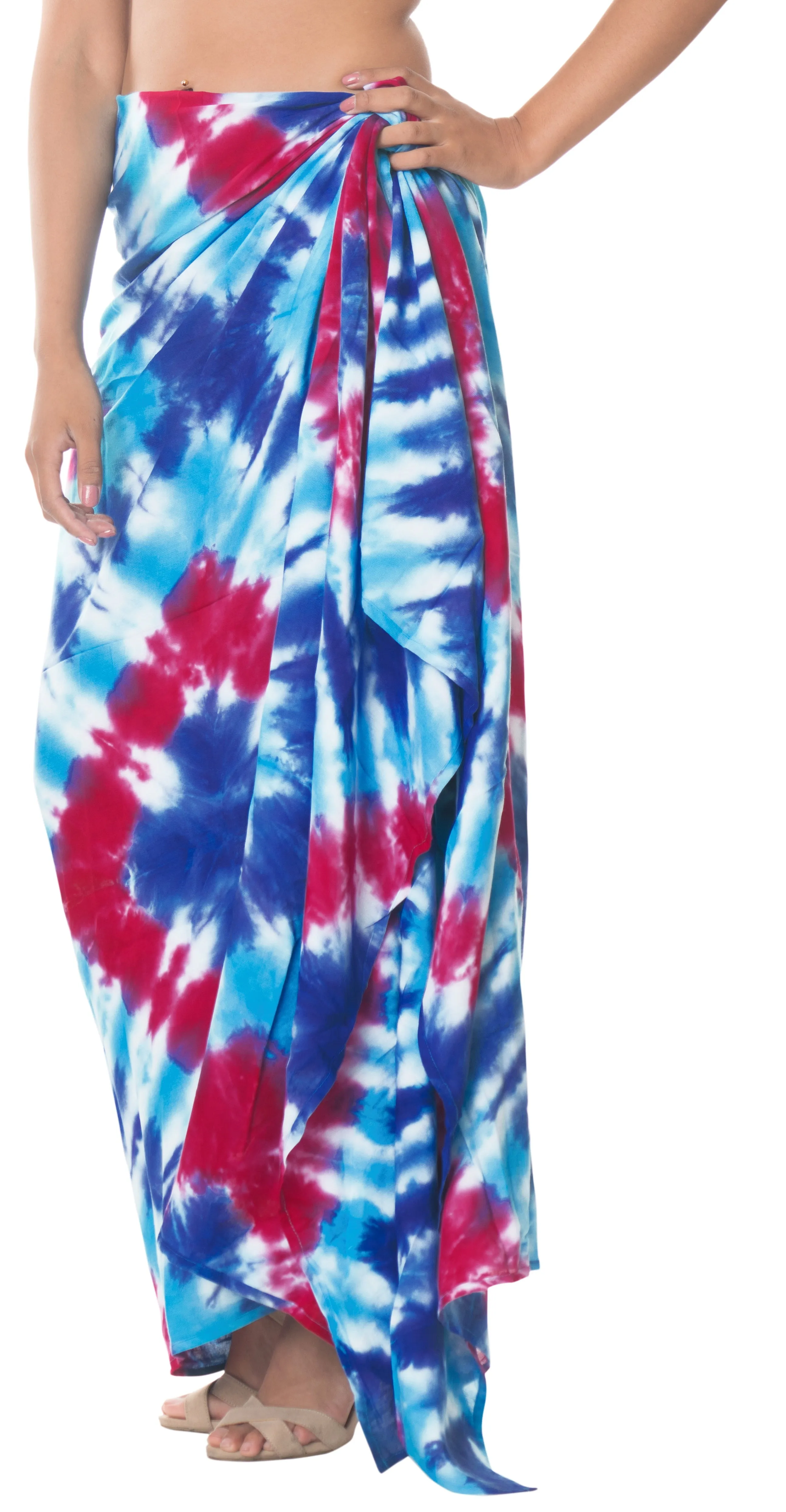 LA LEELA Rayon Swimwear Towel Womens scaf Wrap Sarong Tie Dye 78"X39" Blue_5252
