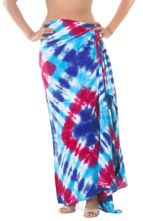 LA LEELA Rayon Swimwear Towel Womens scaf Wrap Sarong Tie Dye 78"X39" Blue_5252