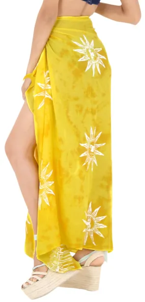 LA LEELA Swimwear Aloha Women Sarong Bikini Cover up Printed 78"X43" Golden_4477