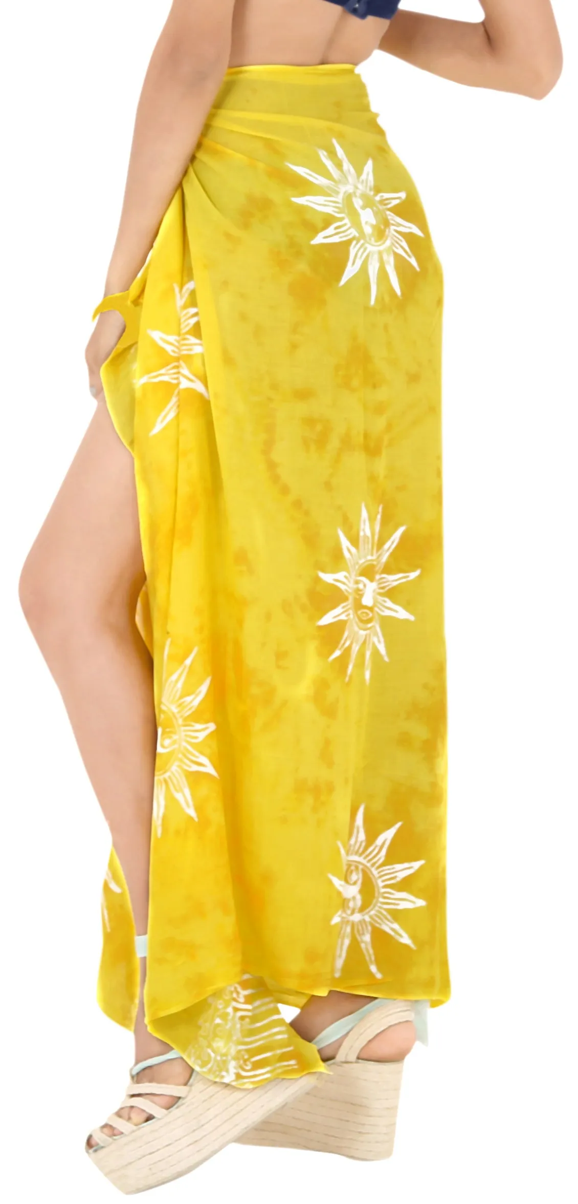 LA LEELA Swimwear Aloha Women Sarong Bikini Cover up Printed 78"X43" Golden_4477