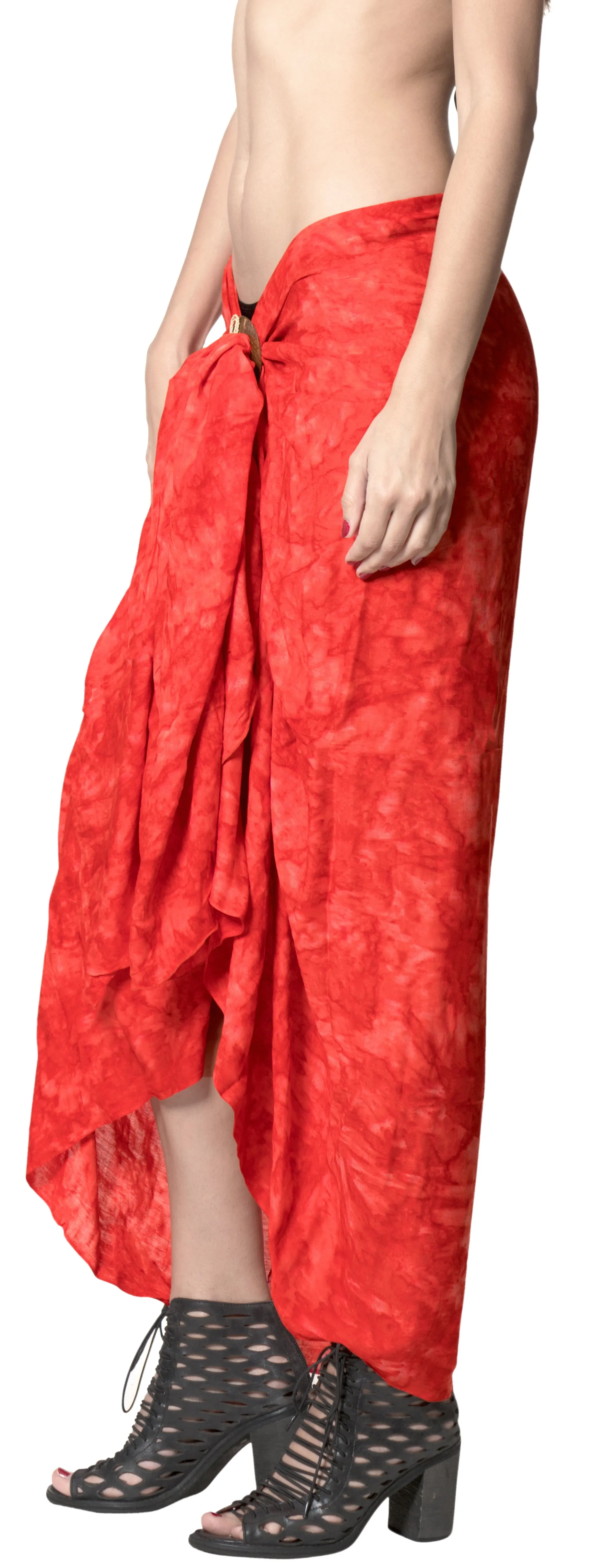 LA LEELA Swimwear Pareo Suit Beach Sarong Bikini Cover up Tie Dye 78"X43" Red_4461