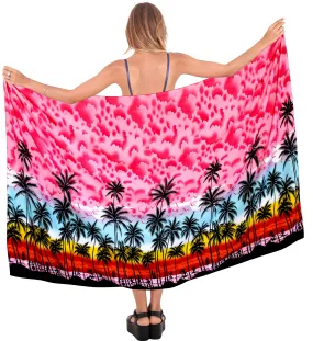 LA LEELA Swimwear Soft Light Women Bathing Suit  Swimsuit Sarong Palm Tree Printed