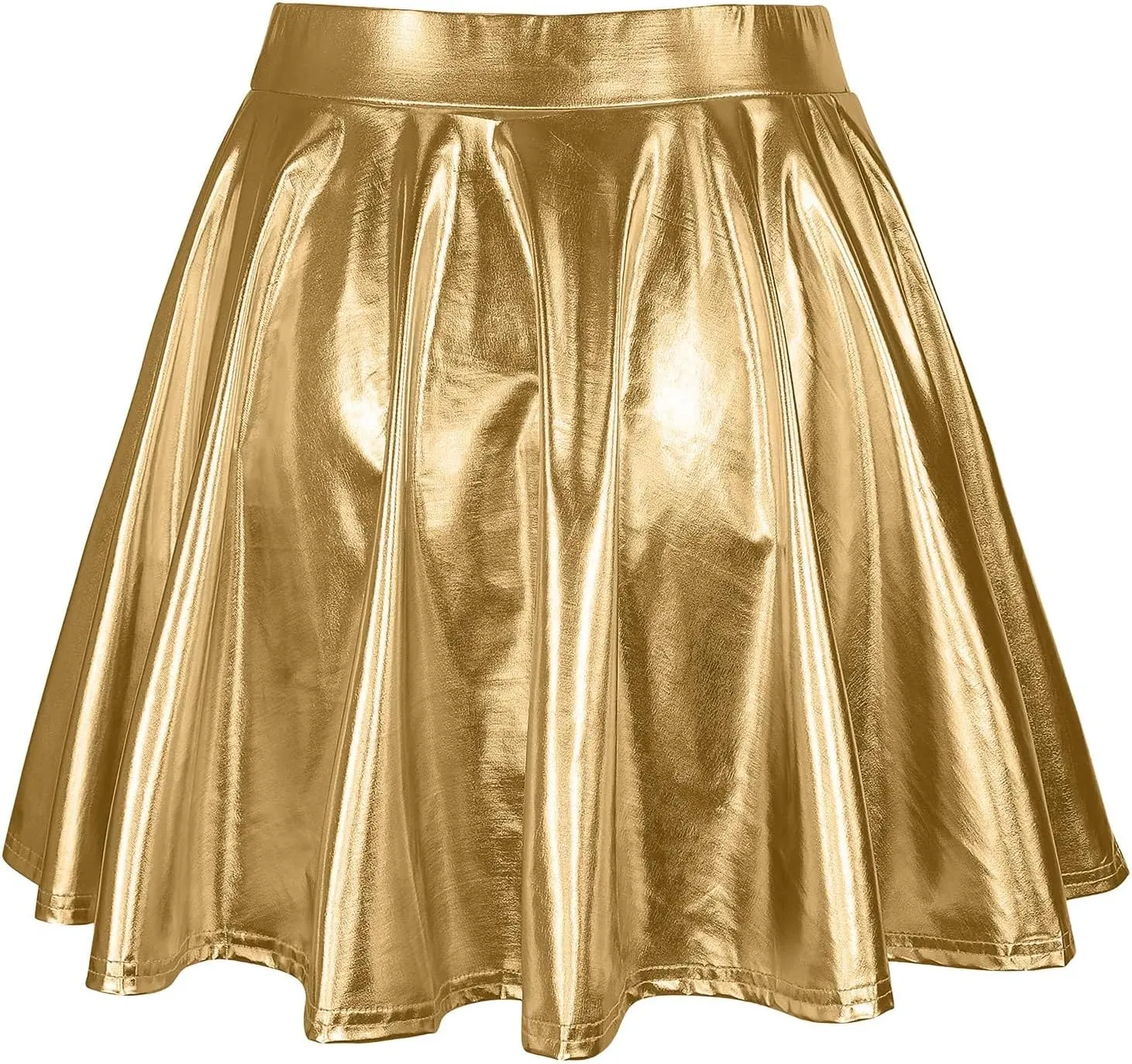 Leather Short Skirt Perform Elegant Stage Pleated with Belt Skater Skirt Sexy Elastic Solid Cute Skirts 2025 Festival
