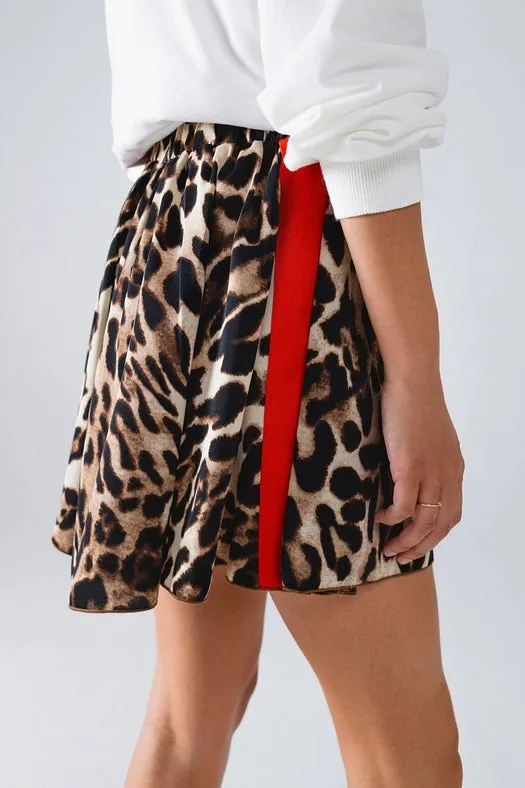 Leopard Print Shorts with Red Stripes On the Sides