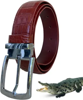 Light Brown Belt Men Genuine Crocodile Belly Ratchet Casual Dress Belt Easier Adjustable Pin Buckle Alligator Leather Business Jeans Golf Gift For Men