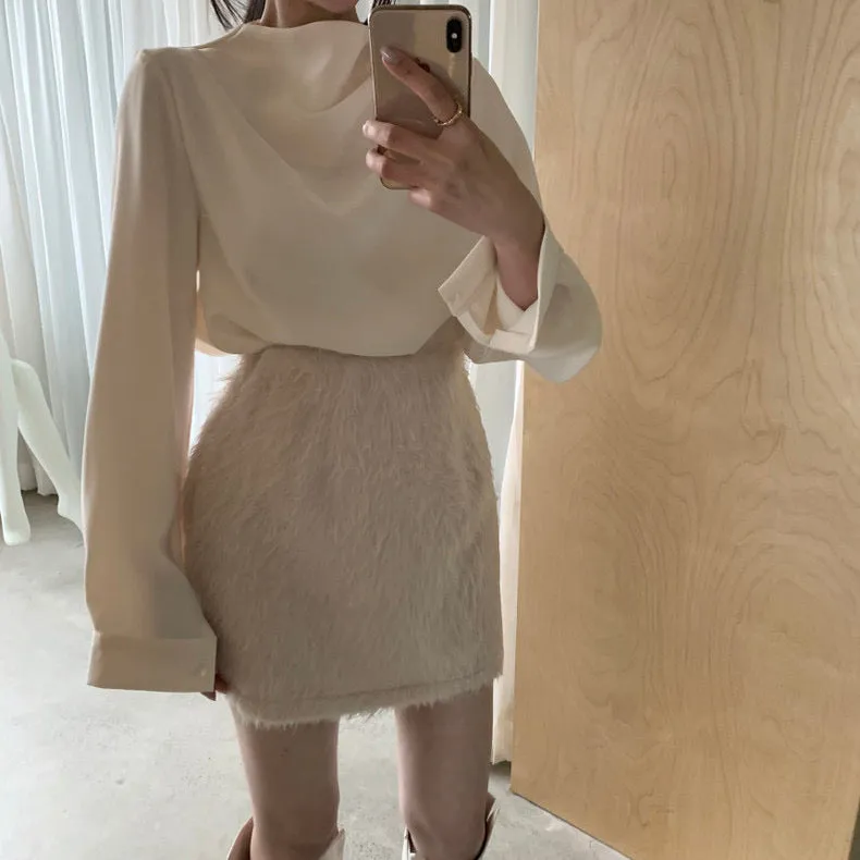 Long Sleeve Flowy Neckline Blouse