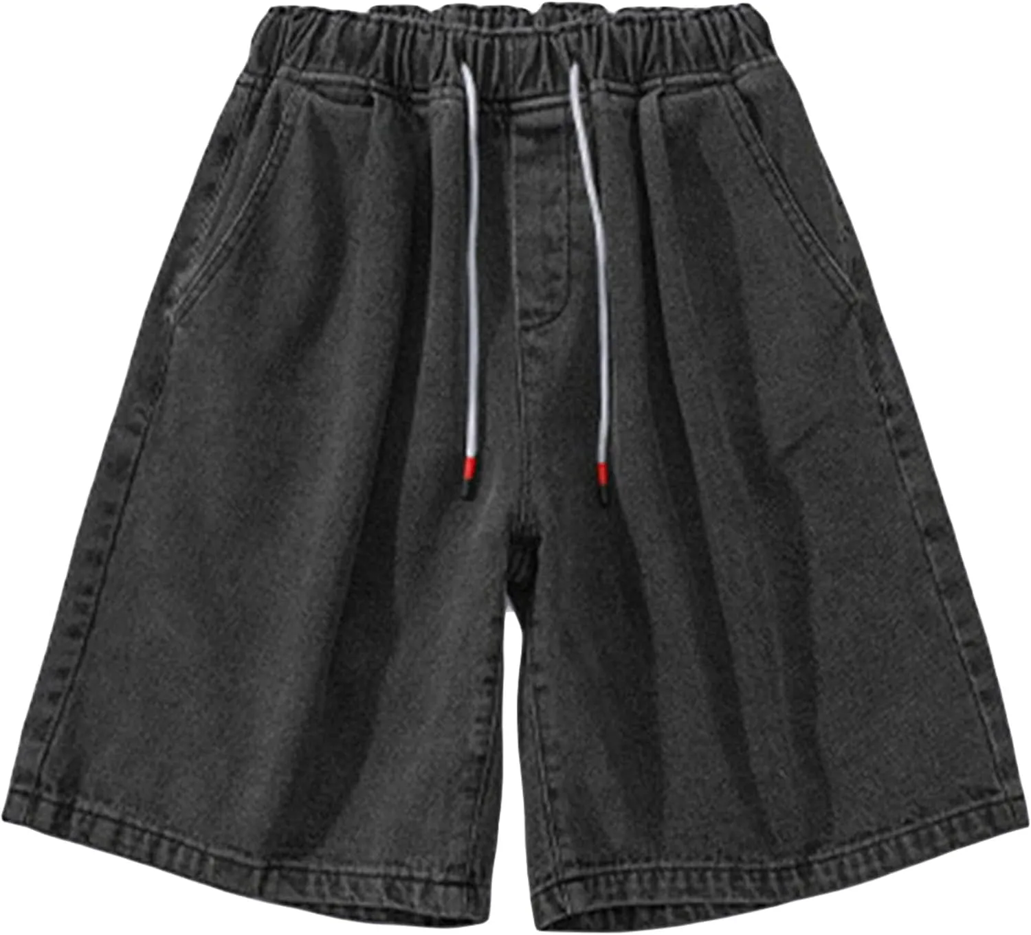Maiyifu-GJ Men's Drawstring Loose Fit Jean Shorts Casual Elastic Waist Denim Shorts Straight Leg Relaxed Shorts