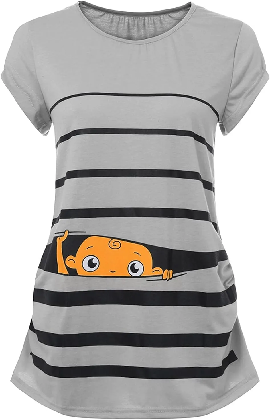 Maternity Cute Funny Baby Print Striped Short Sleeve T-Shirt Pregnant Tops,Cute Funny Maternity Tshirts