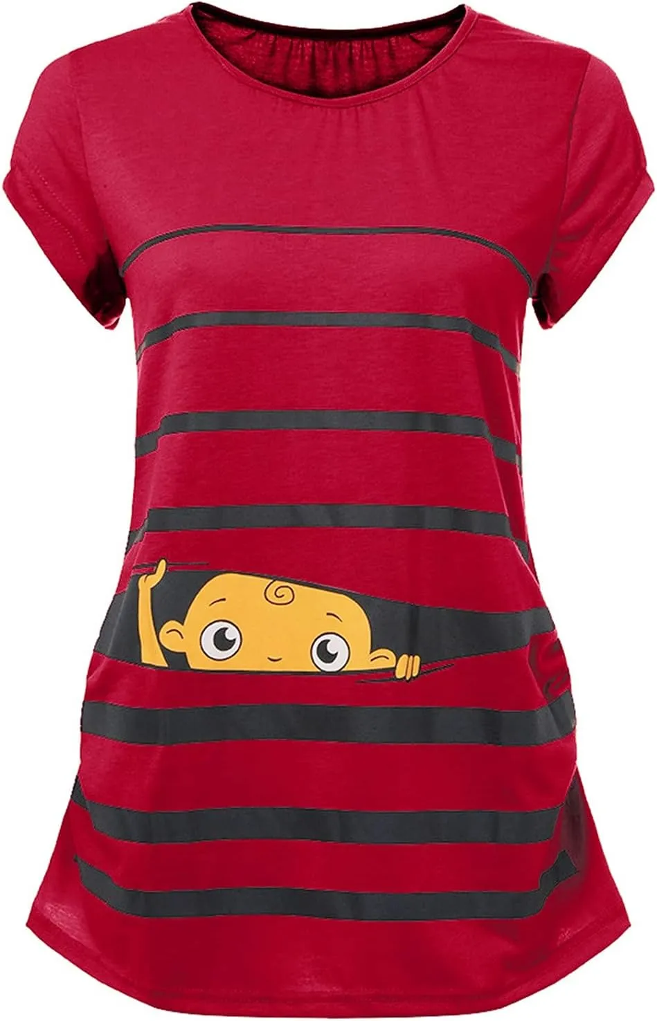 Maternity Cute Funny Baby Print Striped Short Sleeve T-Shirt Pregnant Tops,Cute Funny Maternity Tshirts