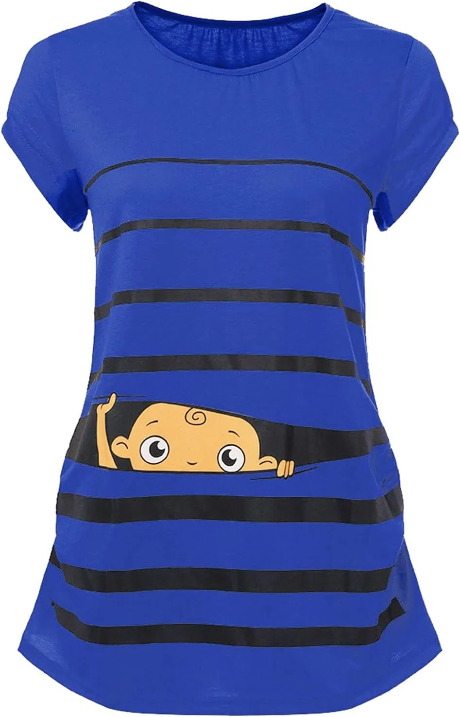 Maternity Cute Funny Baby Print Striped Short Sleeve T-Shirt Pregnant Tops,Cute Funny Maternity Tshirts