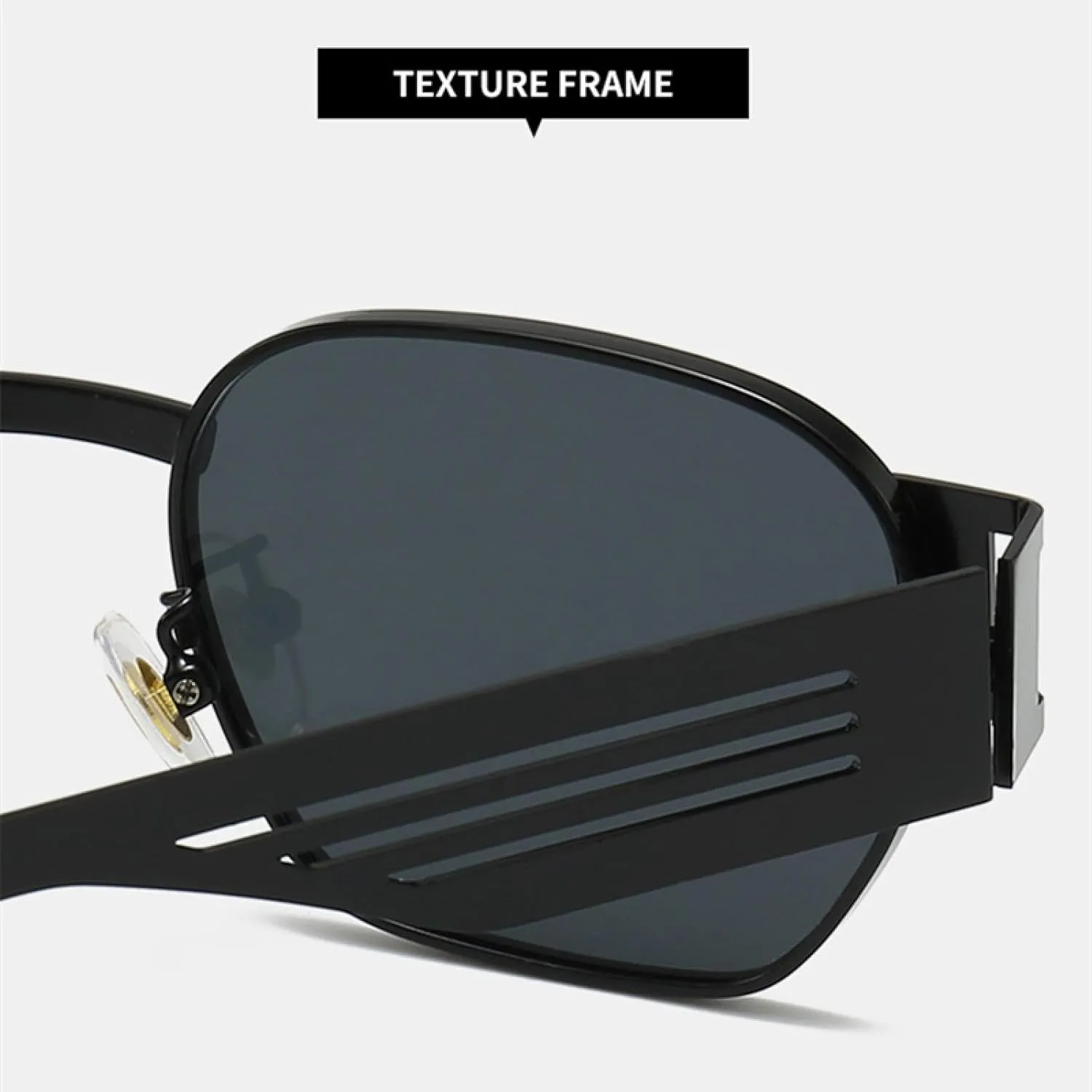 Men Punk Metal Sunglasses Retro Shades Uv400 Women Hollow Wide Legs Sun Glasses