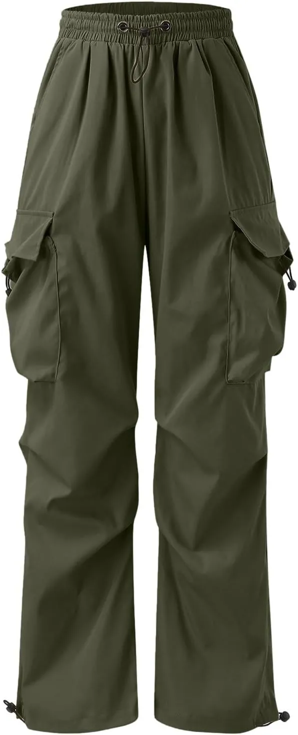 Men's Baggy Cargo Pants Trendy Casual Parachute Pant Loose Fit Harem Joggers with Pockets for Streetwear