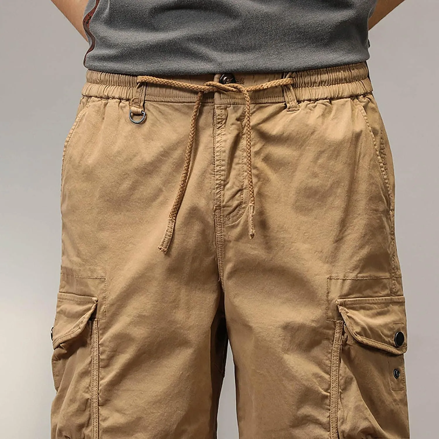 Men's Cotton Twill Cargo Shorts Classic Relaxed Fit Tactical Shorts Casual Outdoor Fishing Shorts with Multi Pockets