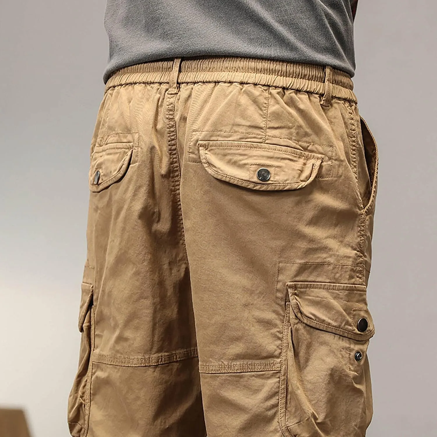 Men's Cotton Twill Cargo Shorts Classic Relaxed Fit Tactical Shorts Casual Outdoor Fishing Shorts with Multi Pockets