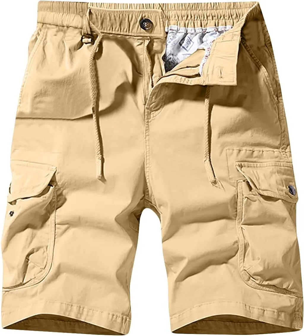 Men's Cotton Twill Cargo Shorts Classic Relaxed Fit Tactical Shorts Casual Outdoor Fishing Shorts with Multi Pockets