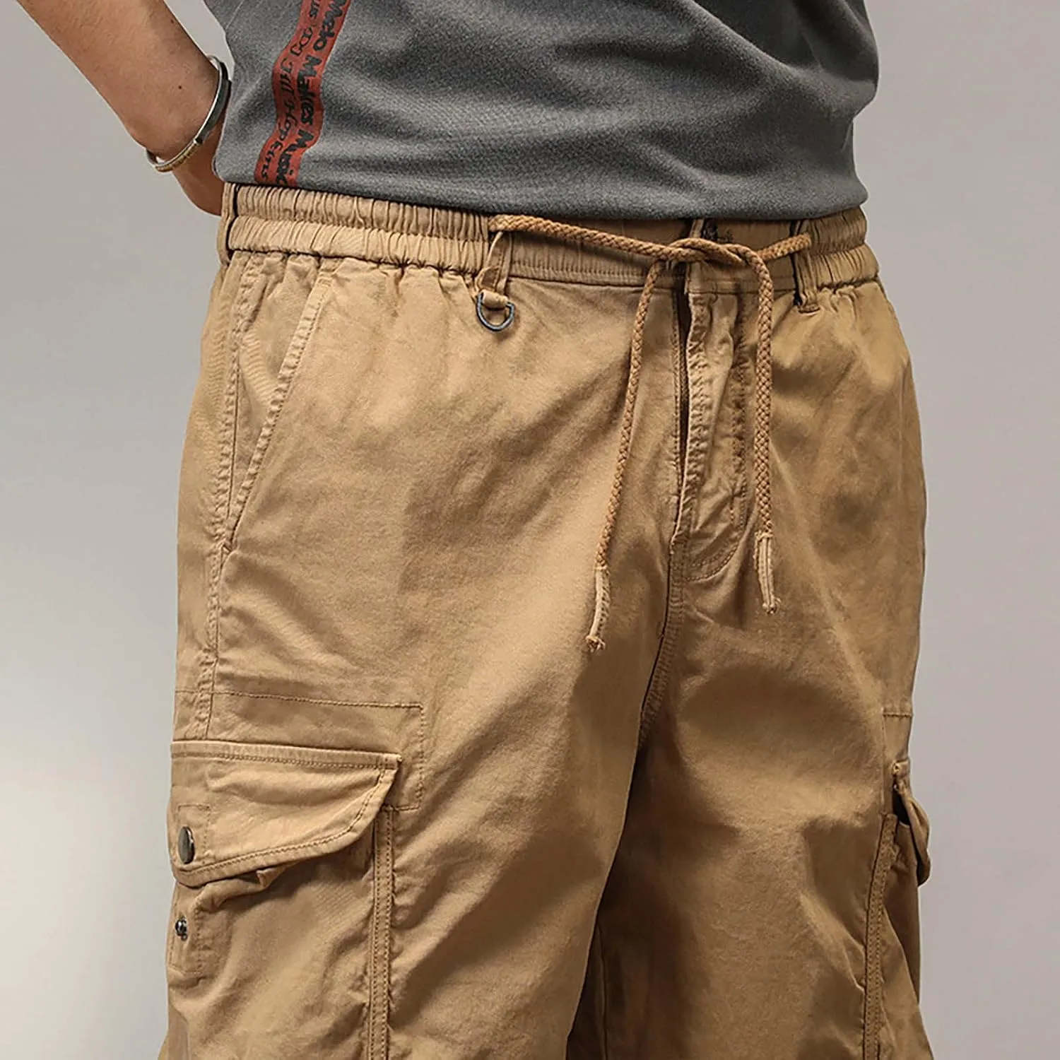 Men's Cotton Twill Cargo Shorts Classic Relaxed Fit Tactical Shorts Casual Outdoor Fishing Shorts with Multi Pockets