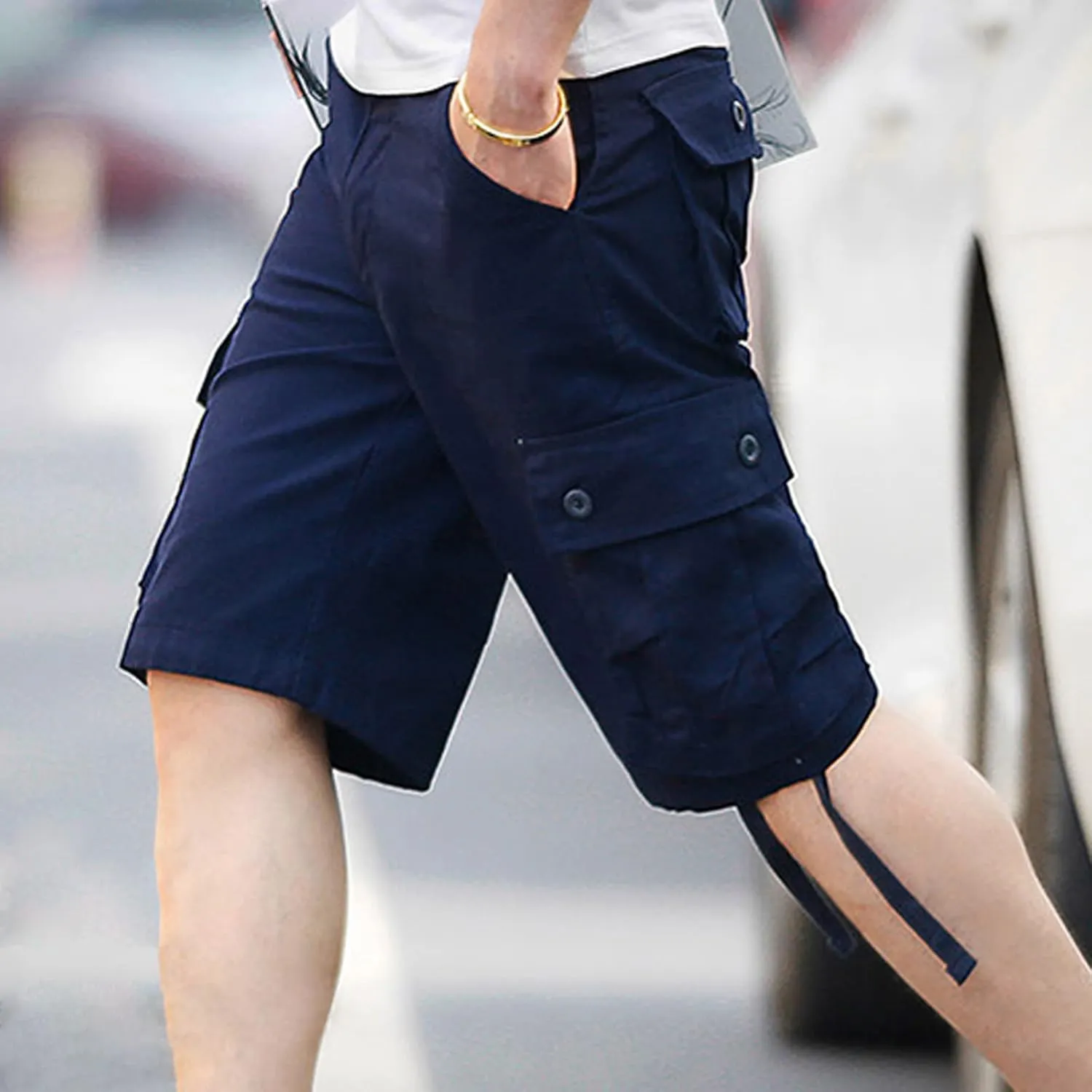 Men's Straight Leg Shorts Relaxed Fit Cargo Shorts Elastic Waist Comfort Sports Shorts with Multi Pockets Shorts