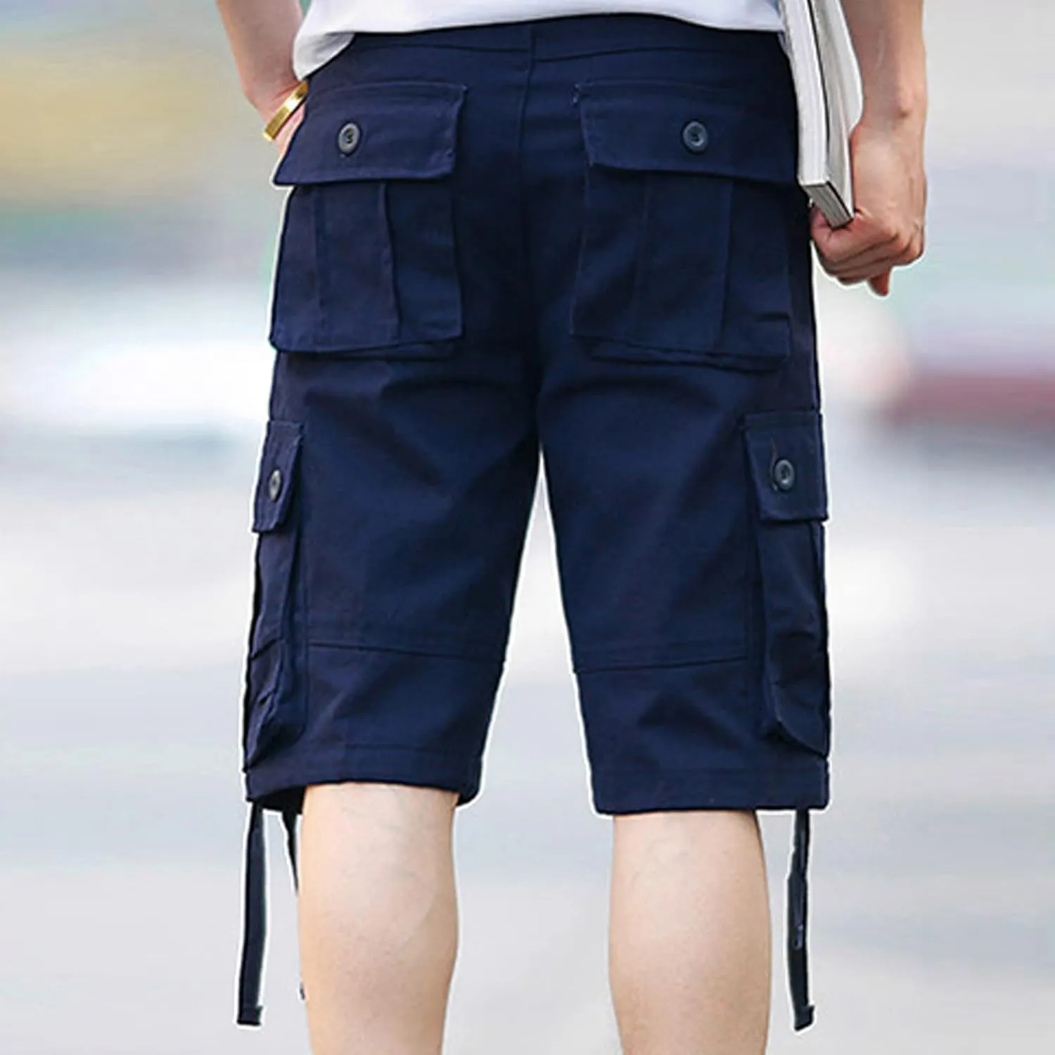 Men's Straight Leg Shorts Relaxed Fit Cargo Shorts Elastic Waist Comfort Sports Shorts with Multi Pockets Shorts