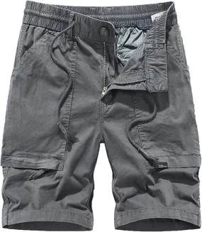 Men's Straight Leg Shorts Relaxed Fit Cargo Shorts Elastic Waist Comfort Sports Shorts with Multi Pockets Shorts