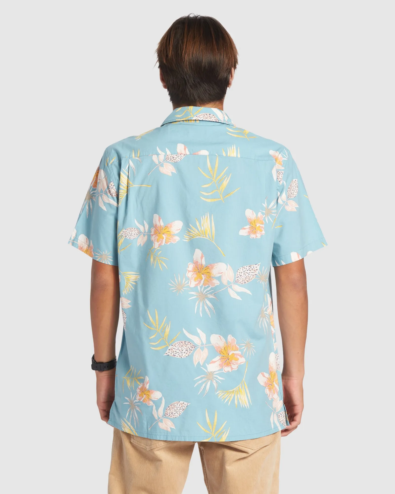 Mens Tropical Floral Short Sleeve Shirt