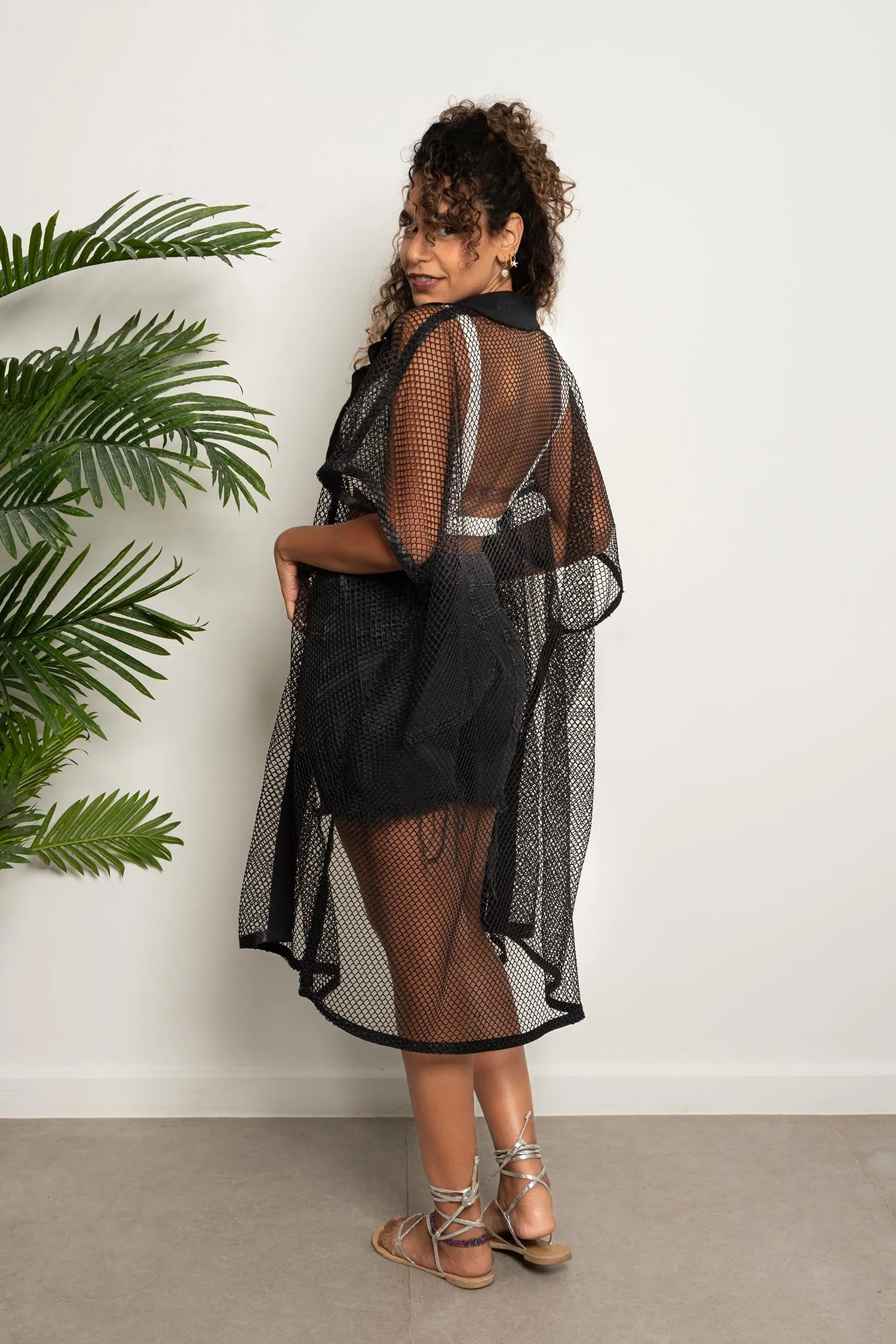 Mesh Buttoned Shirt Coverup - Mitcha Label