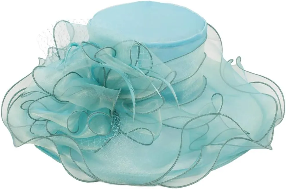 Original One Women's Organza Feather/Veil Tea Party Occasion Derby Event Church Dress Sun Hat