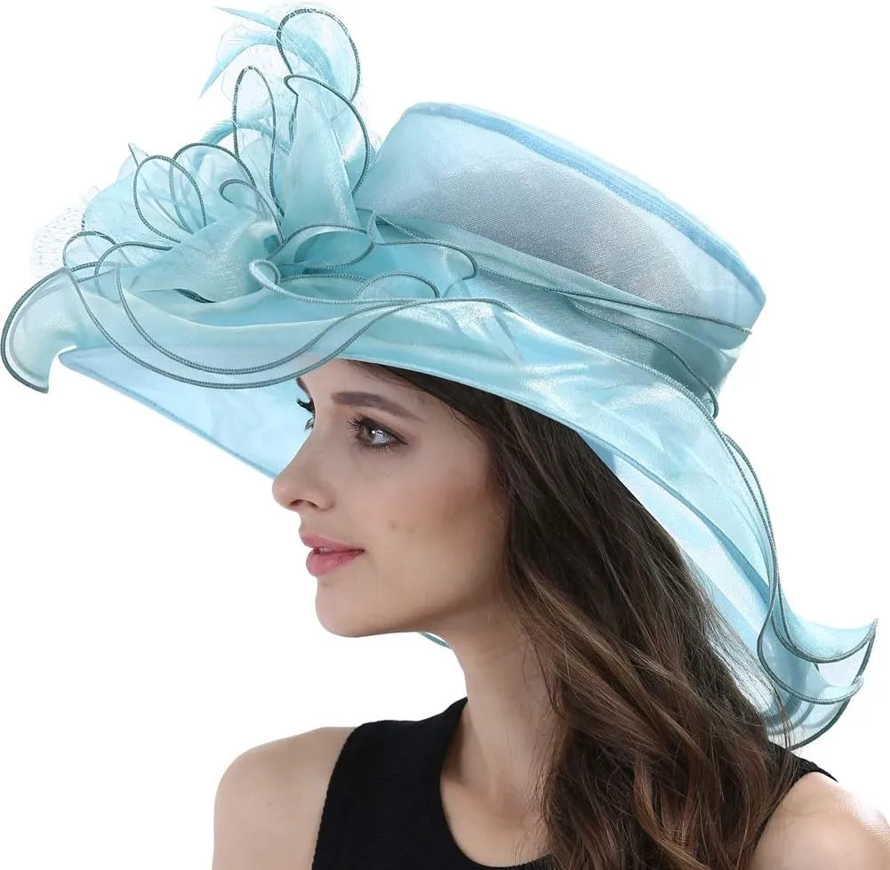 Original One Women's Organza Feather/Veil Tea Party Occasion Derby Event Church Dress Sun Hat