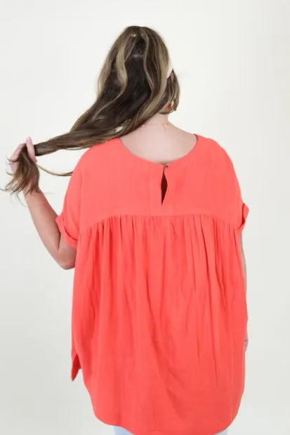 Oversized Linen Creamsicle Blouse
