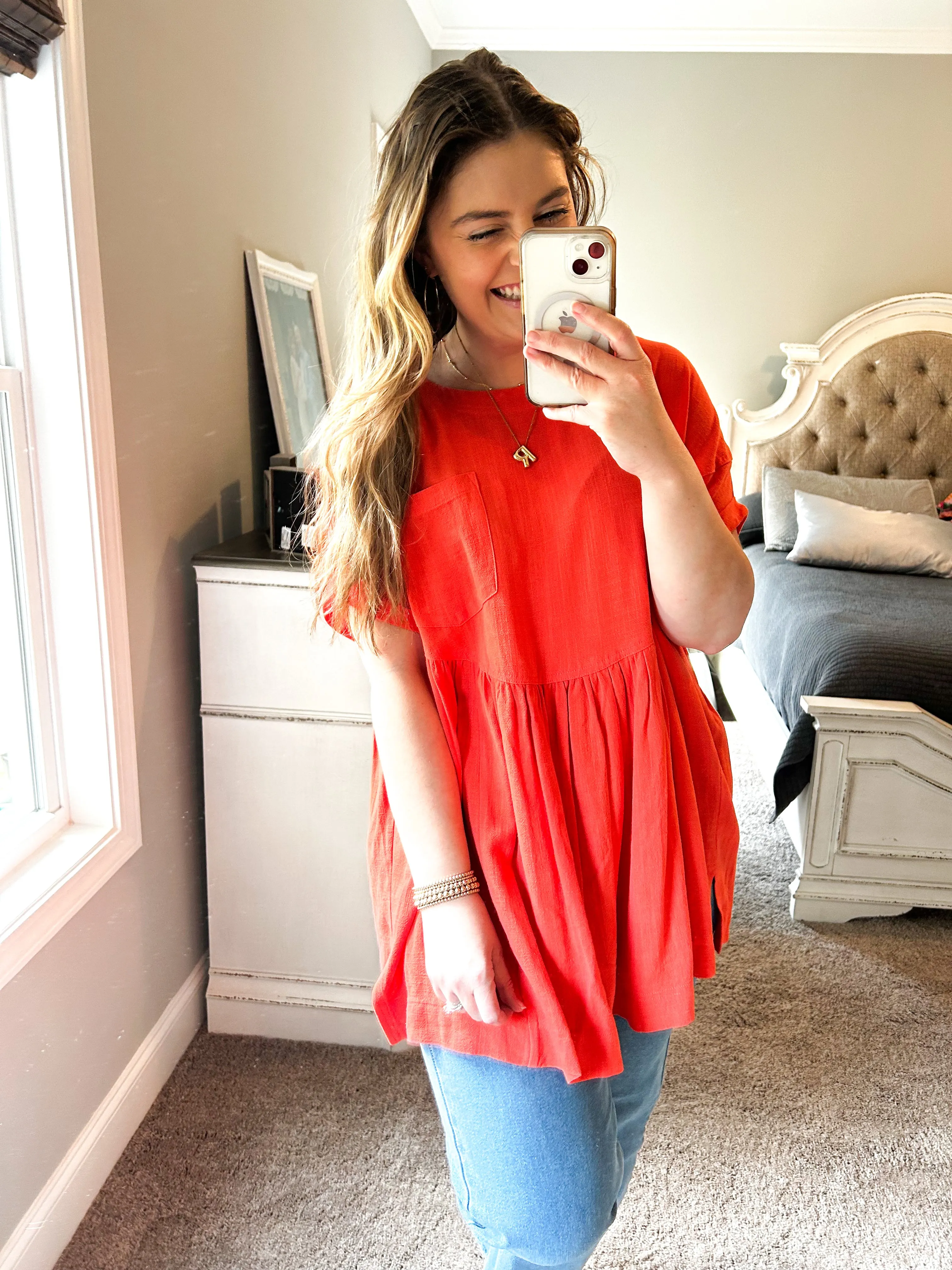 Oversized Linen Creamsicle Blouse