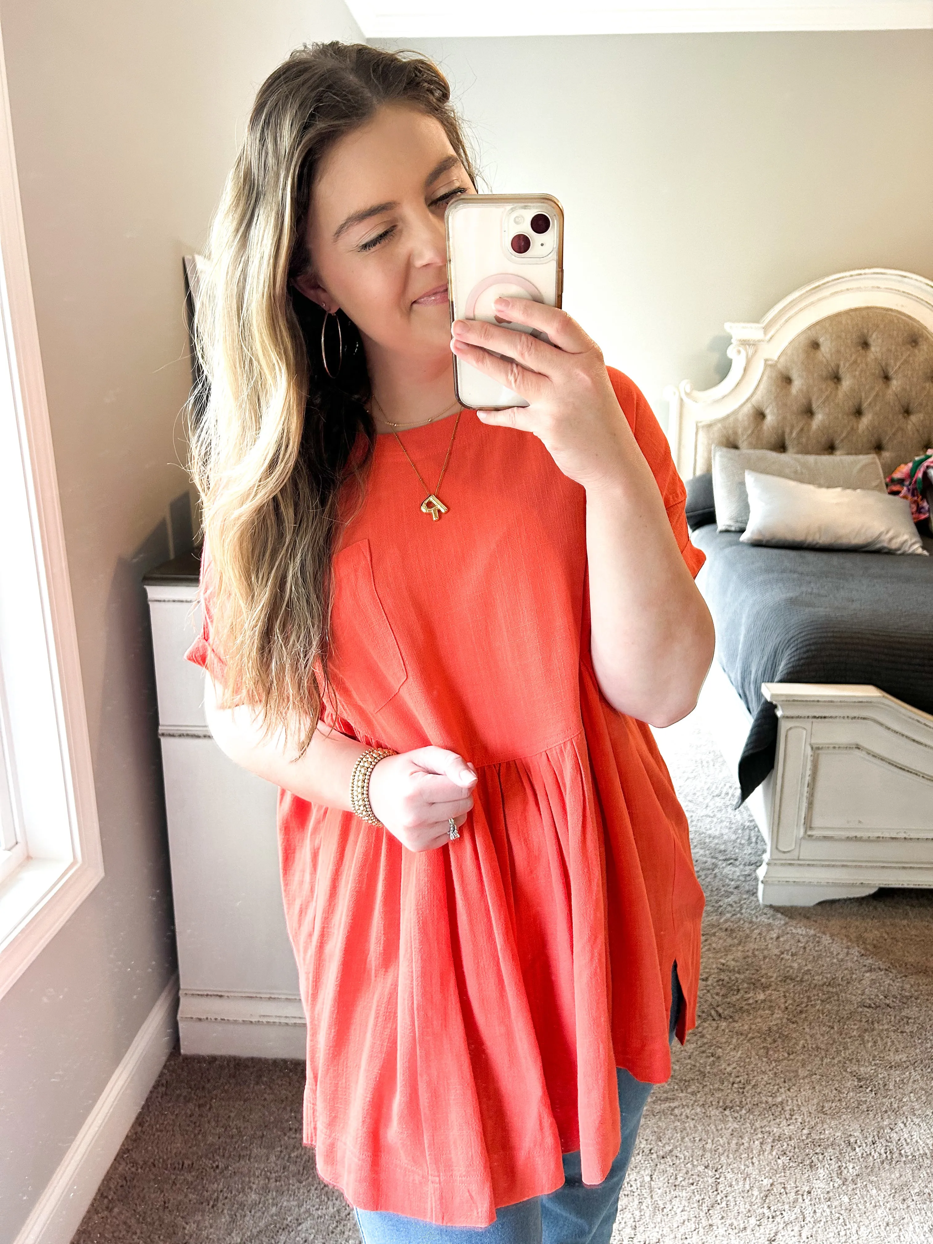 Oversized Linen Creamsicle Blouse