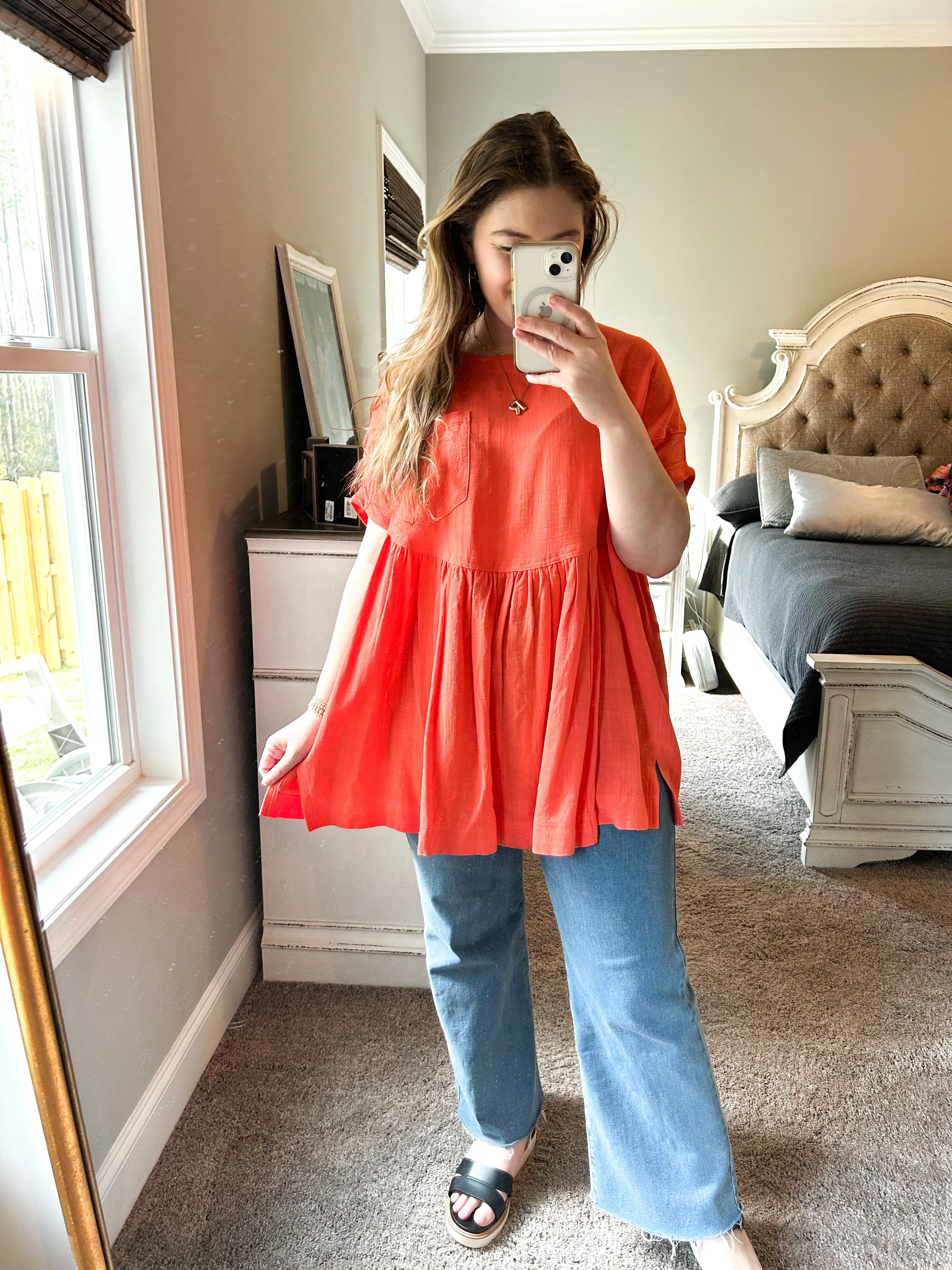 Oversized Linen Creamsicle Blouse