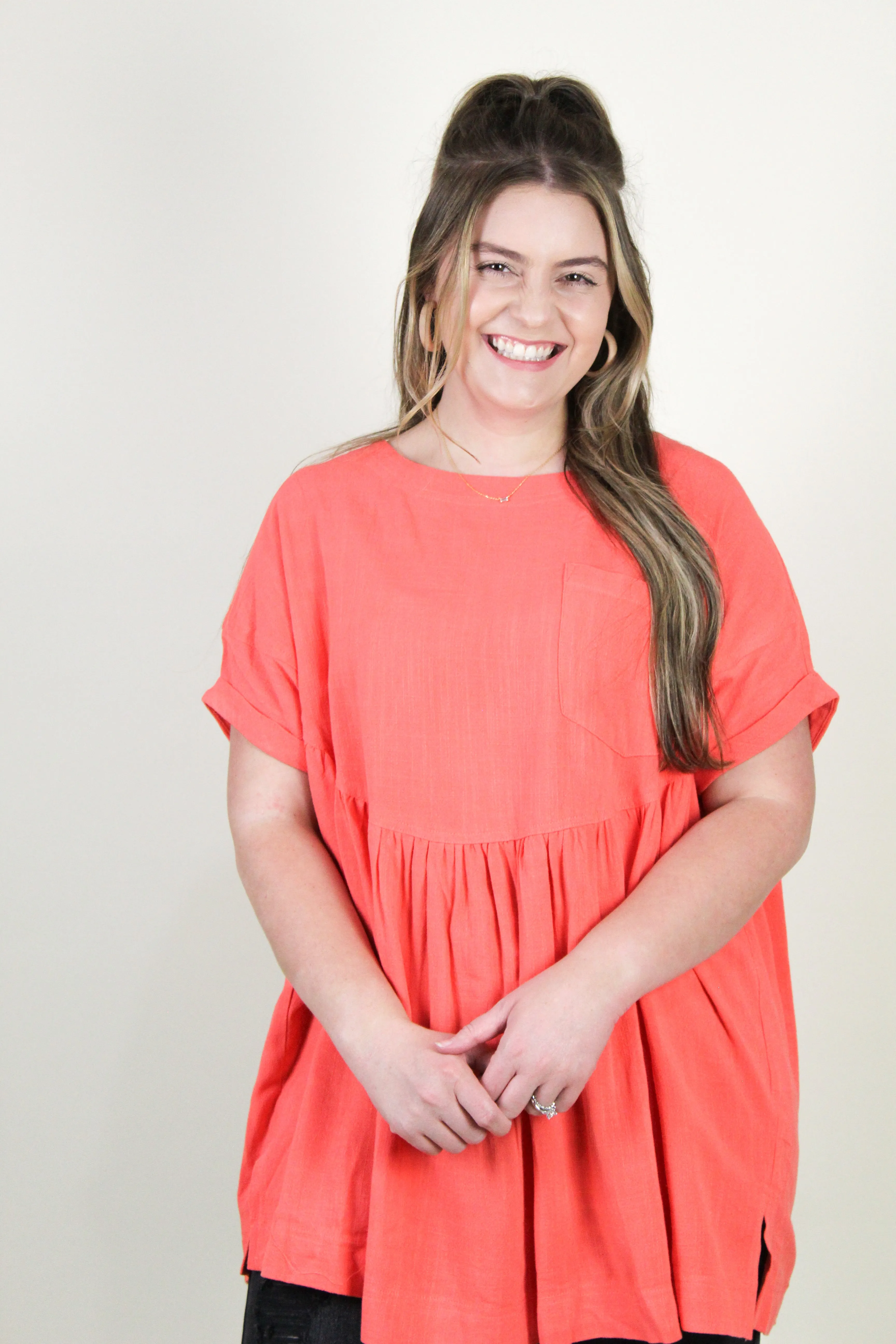 Oversized Linen Creamsicle Blouse