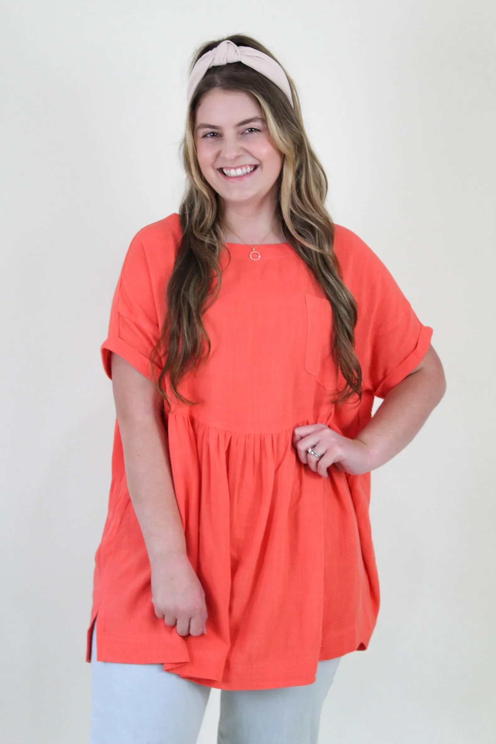 Oversized Linen Creamsicle Blouse