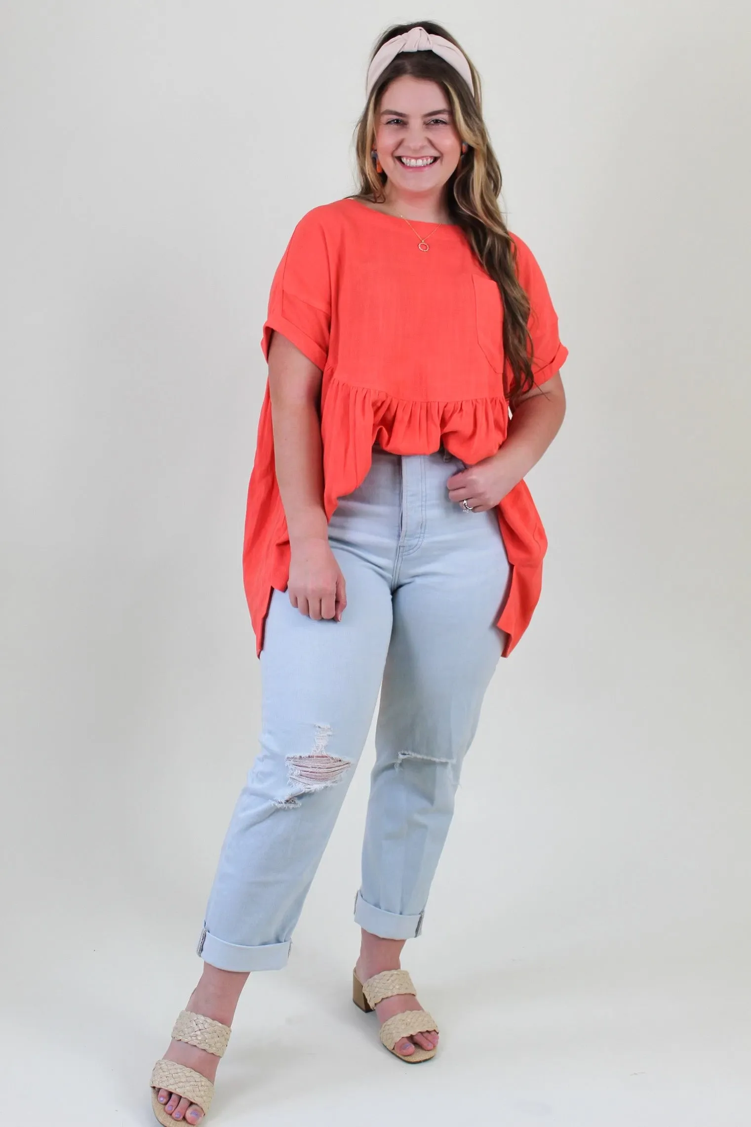 Oversized Linen Creamsicle Blouse