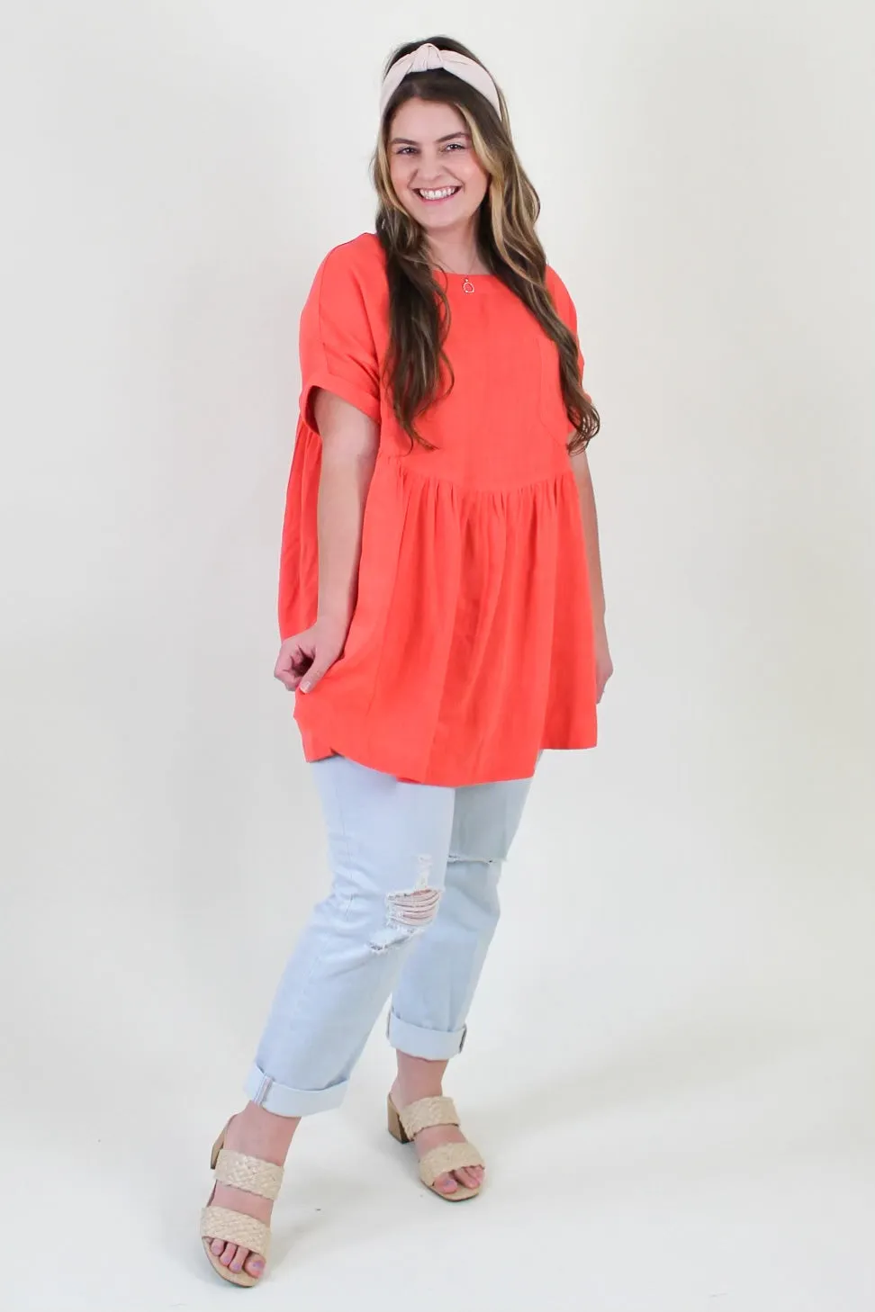 Oversized Linen Creamsicle Blouse