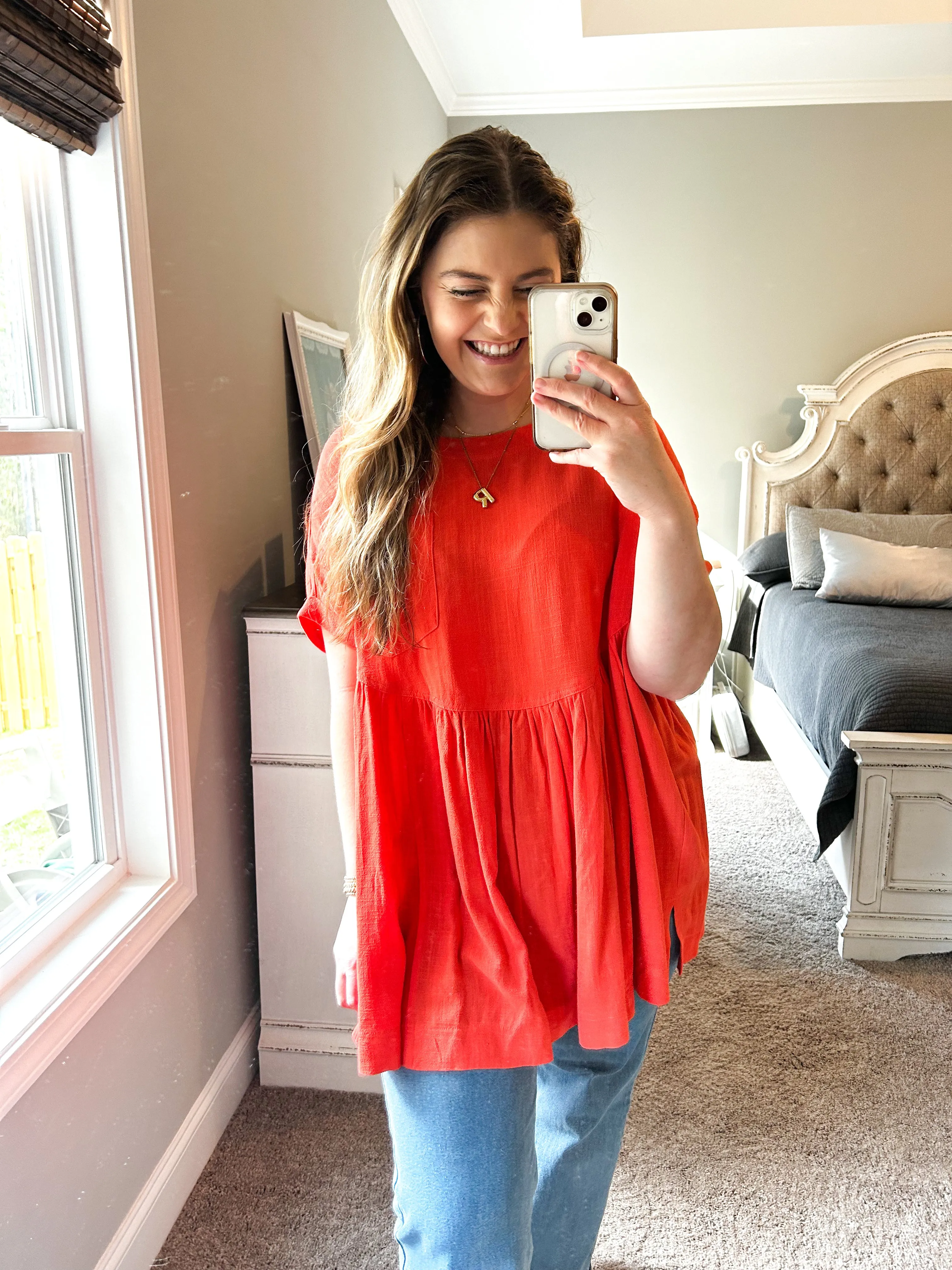 Oversized Linen Creamsicle Blouse