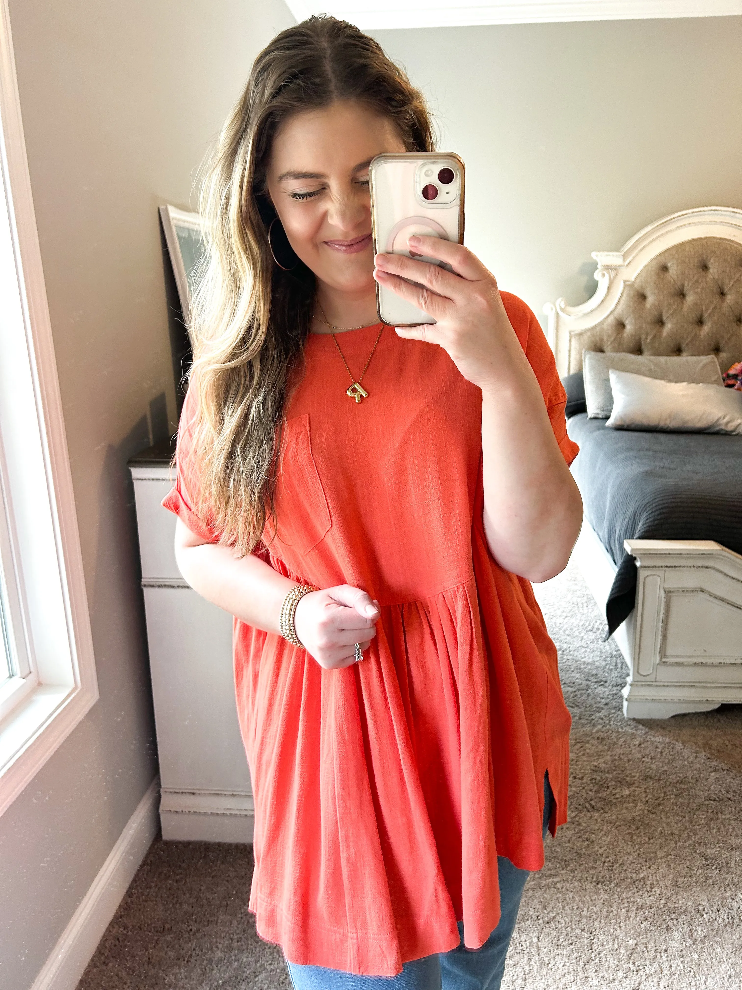 Oversized Linen Creamsicle Blouse
