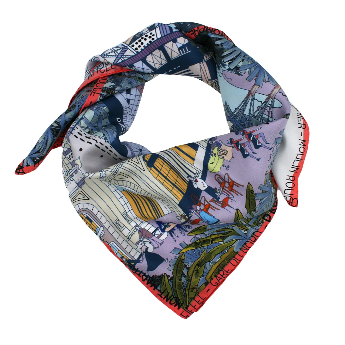 Paris shades of blue silk scarf 90
