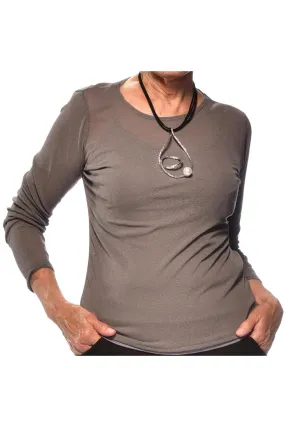 Rapz Long Sleeve Cover-up Top, Pewter (4730)