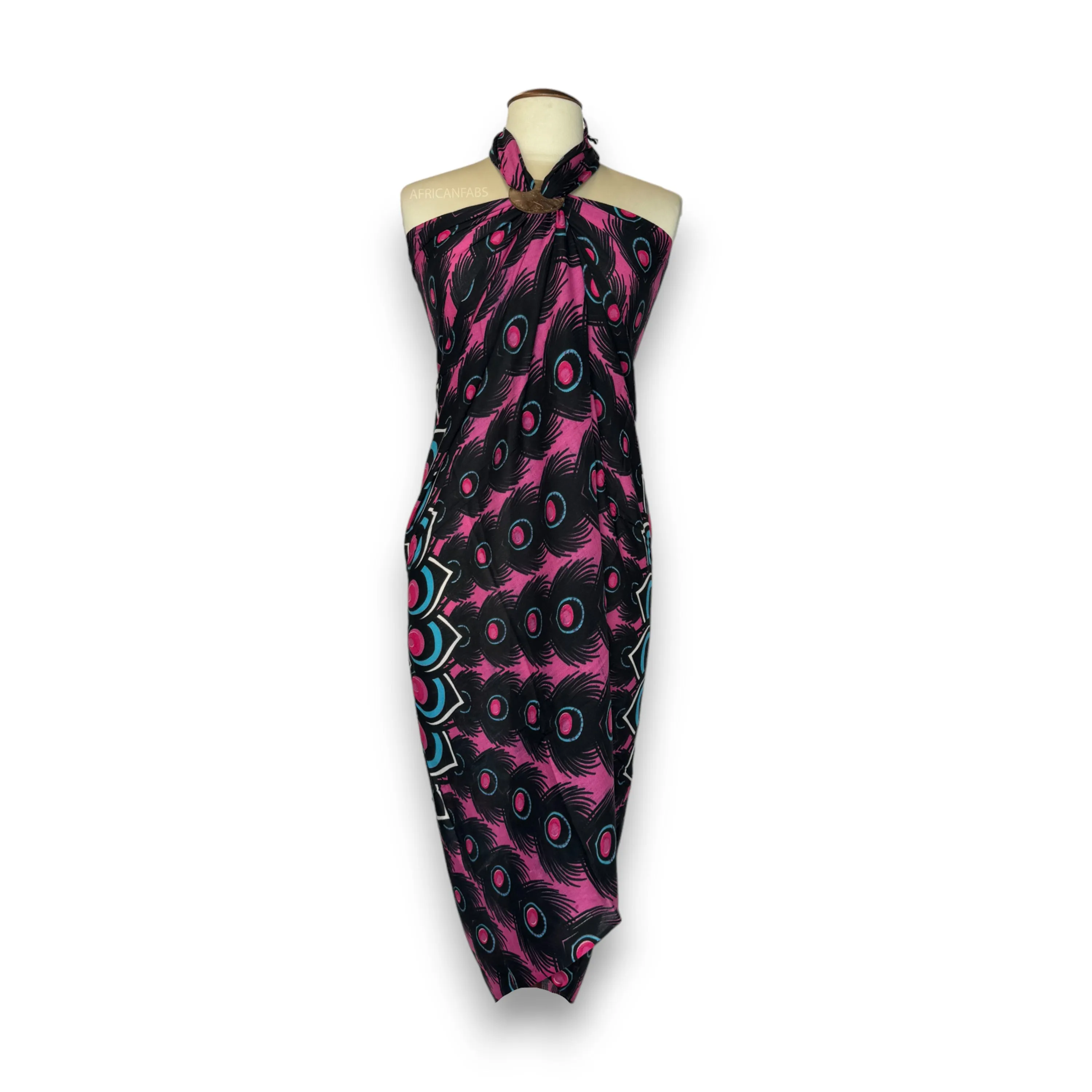 Sarong / pareo - Beachwear wrap skirt - Peacock pink