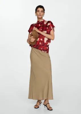 Short sleeve printed blouse - Dark Red