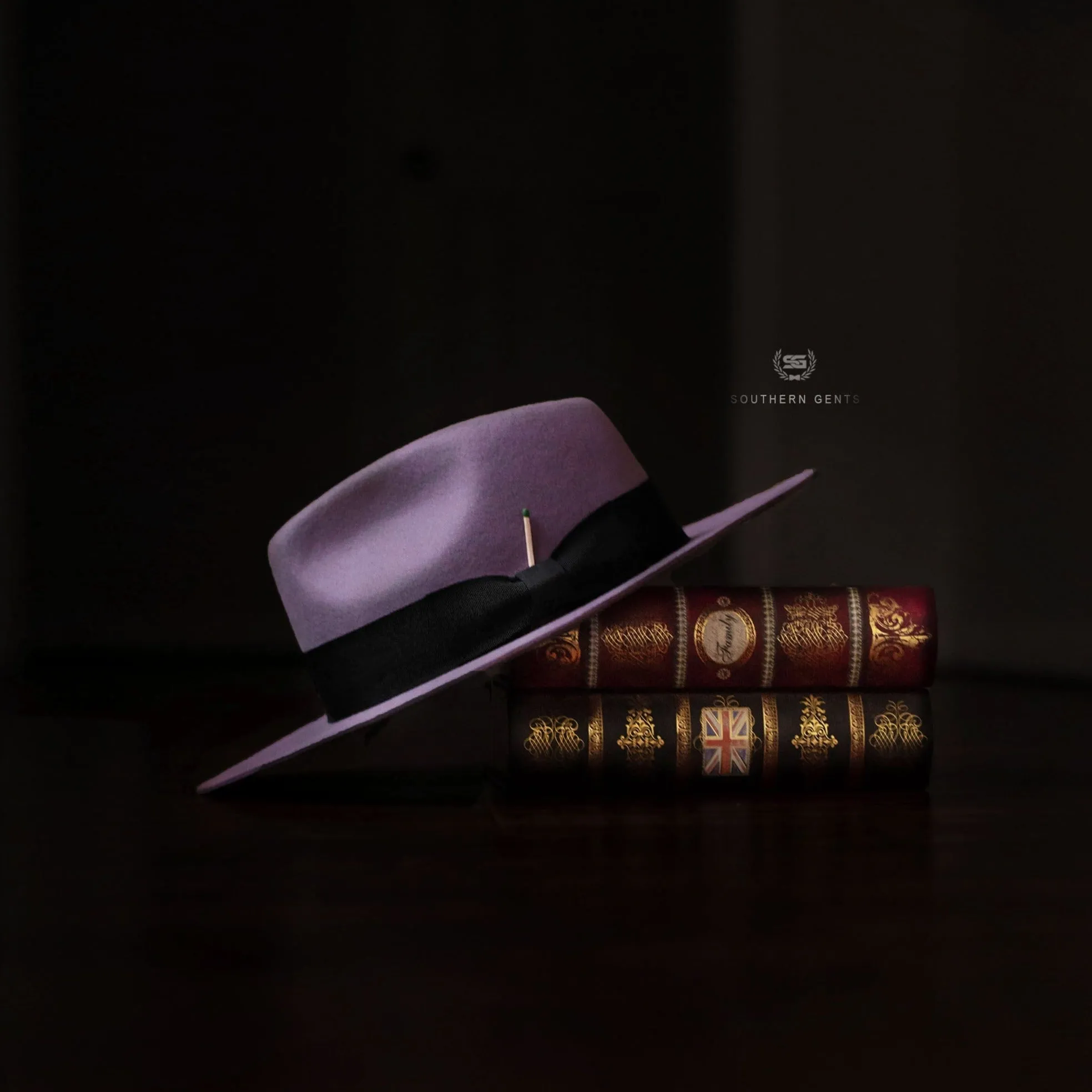 Sleek Fedora Hat - Lavender   Black