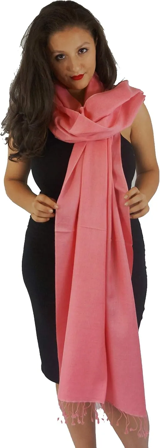 Solid Pashmina Shawl, Scarf, Wrap & Stole (Large size) Light Coral