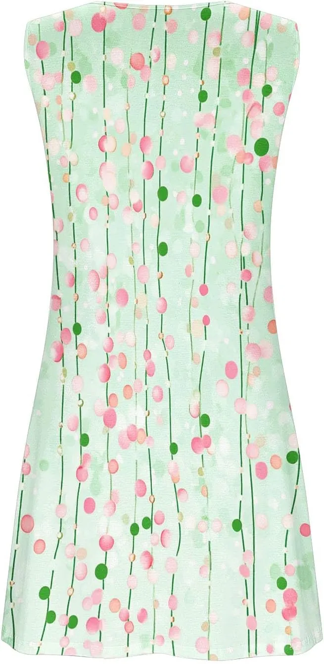 TANGNADE Womens Summer Dresses V Neck Tank Flowy Mini A Line Casual Boho Beach Vacation Sundress Cover up