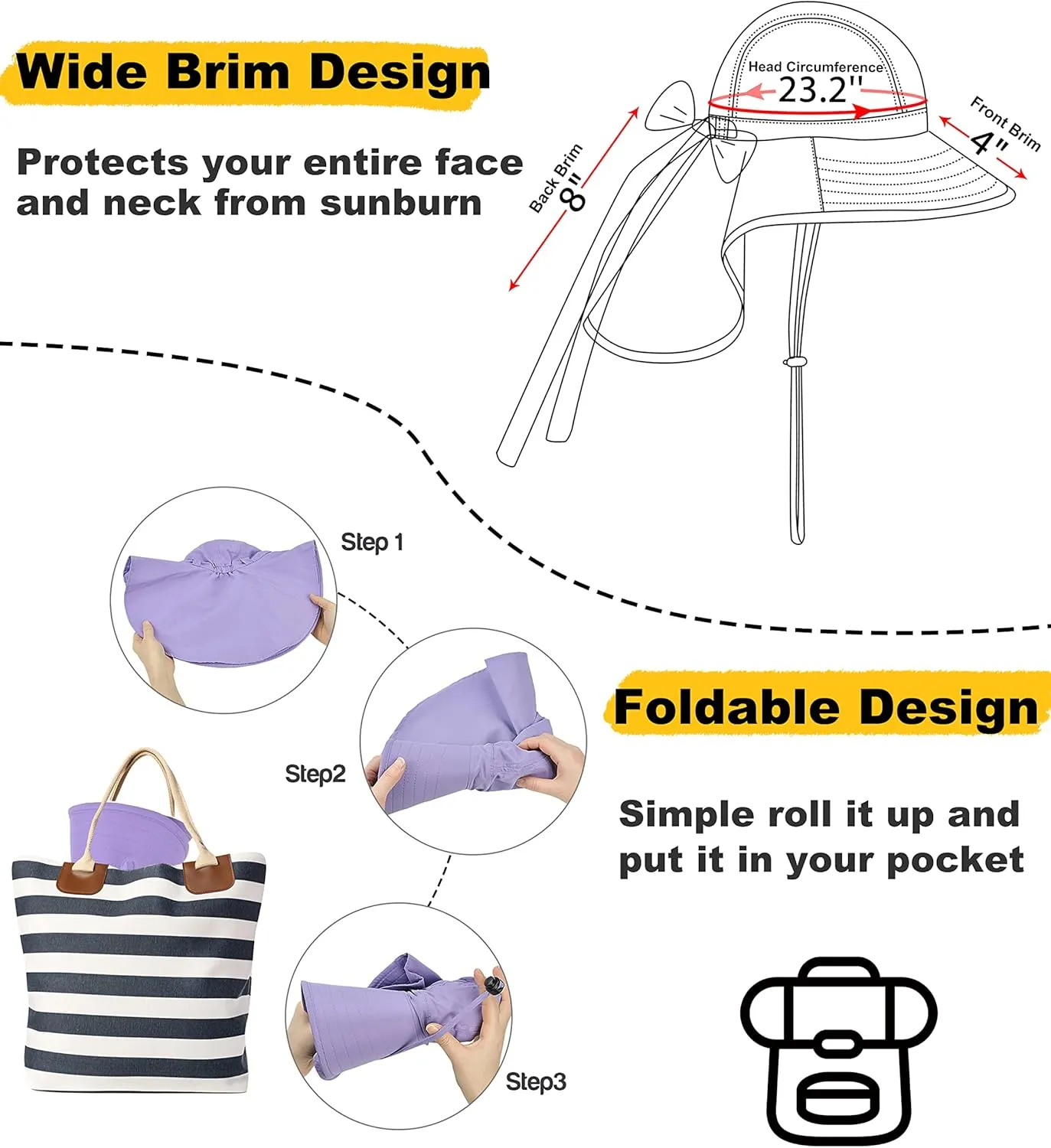 Tirrinia Womens Hiking Hat Wide Brim Hat with Large Neck Flap UPF 50  Sun Protection Hats