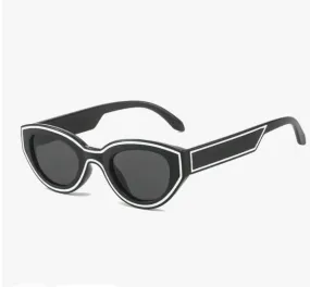 Toya So Chic Black and White Oval Sunglasses