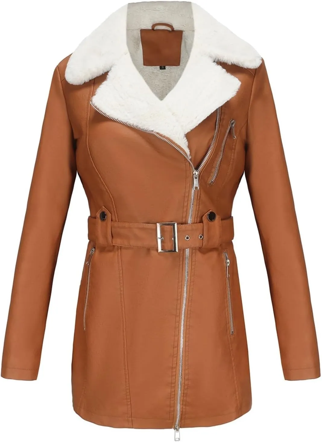 Trench Coat Trendy Oversized Zip Overcoats With Belt, Jacket Coat Trendy Oversized Zip Overcoats With Belt