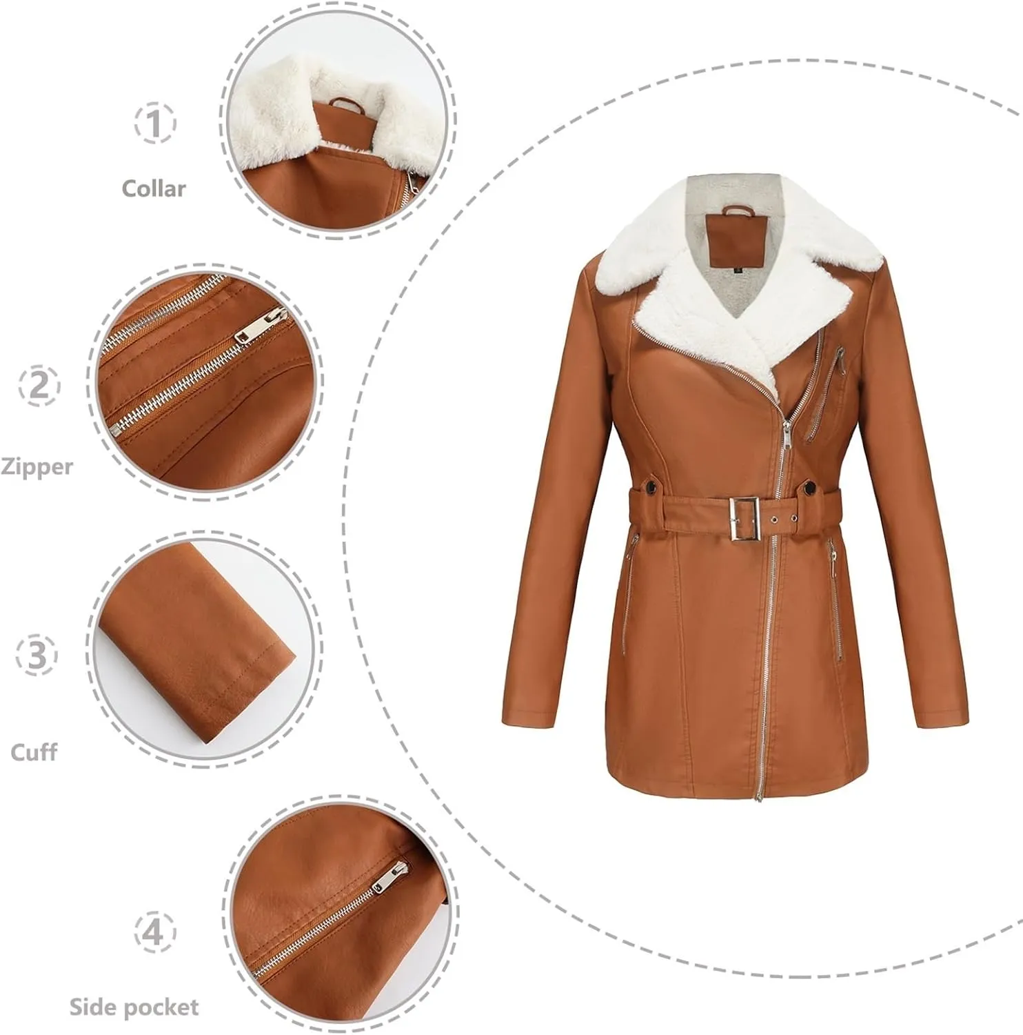 Trench Coat Trendy Oversized Zip Overcoats With Belt, Jacket Coat Trendy Oversized Zip Overcoats With Belt