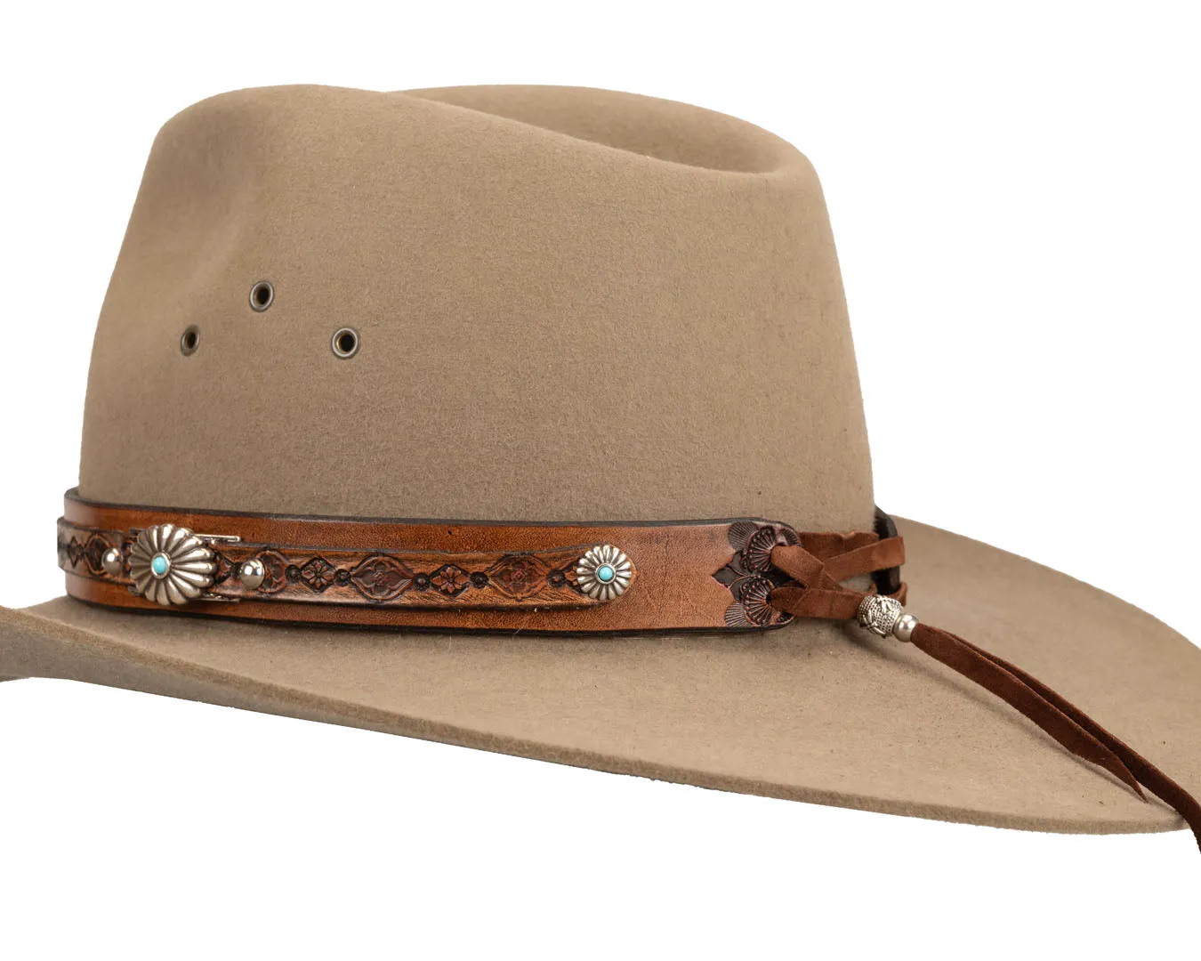 Turquoise Western Hat Band | Floral Conchos #1