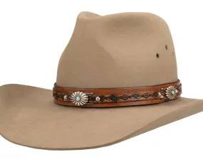 Turquoise Western Hat Band | Floral Conchos #1